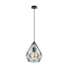 Eglo Luce Pendente Carlton Acciaio Nero | IP20 - Adatto per 1x E27 